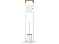 WC kefa s držiakom toaletného papiera, kov/bambus, biela, 19 x 19 x 74,5 cm WC kefa s držiakom toaletného papiera, kov/bambus, biela, 19 x 19 x 74,5 cm