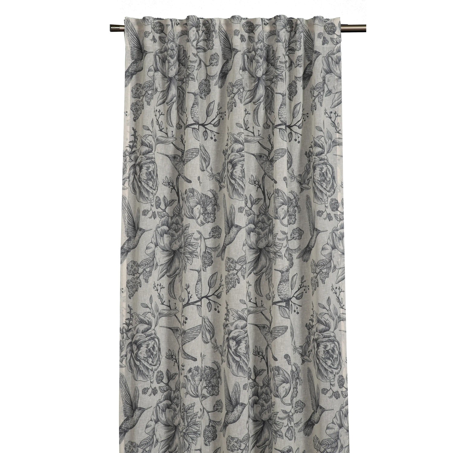 E-shop Sehlbach Záves so skrytými pútkami, Birds And Roses, strieborne sivý, 245x135 cm