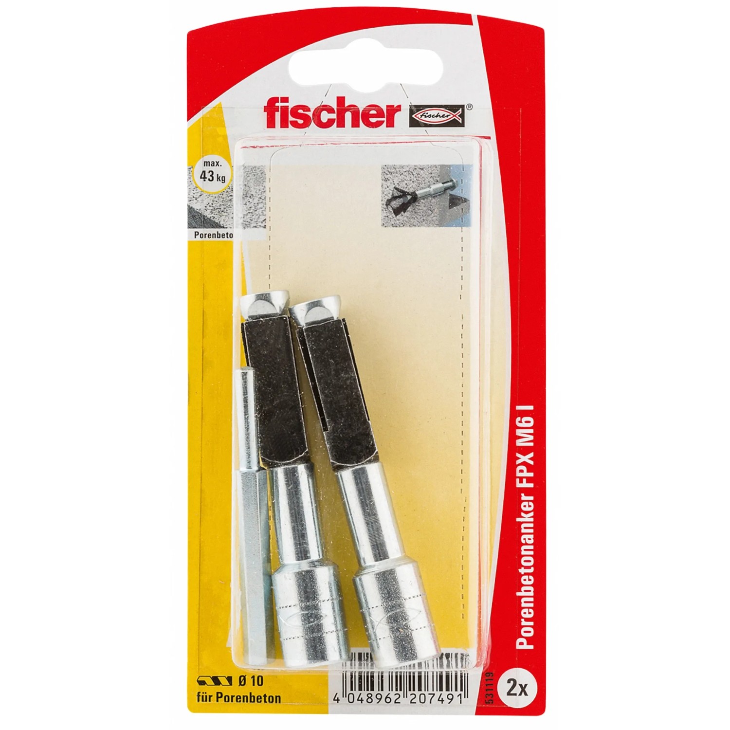 E-shop Fischer Kotva do pórobetónu FPX M6 I K NV, 2 ks