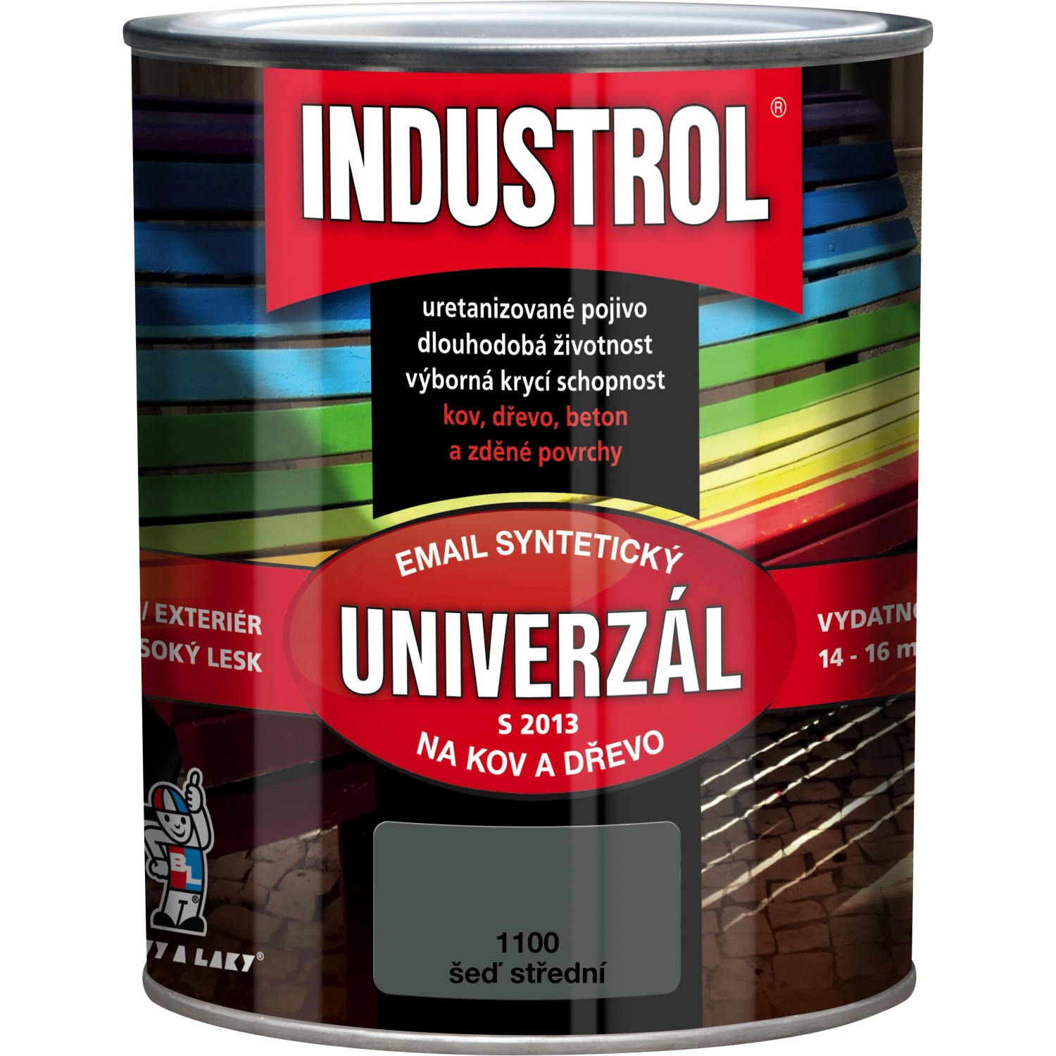E-shop INDUSTROL Email na kov a drevo S2013 UNIVERZÁL 1100 stredne sivá 750 ml
