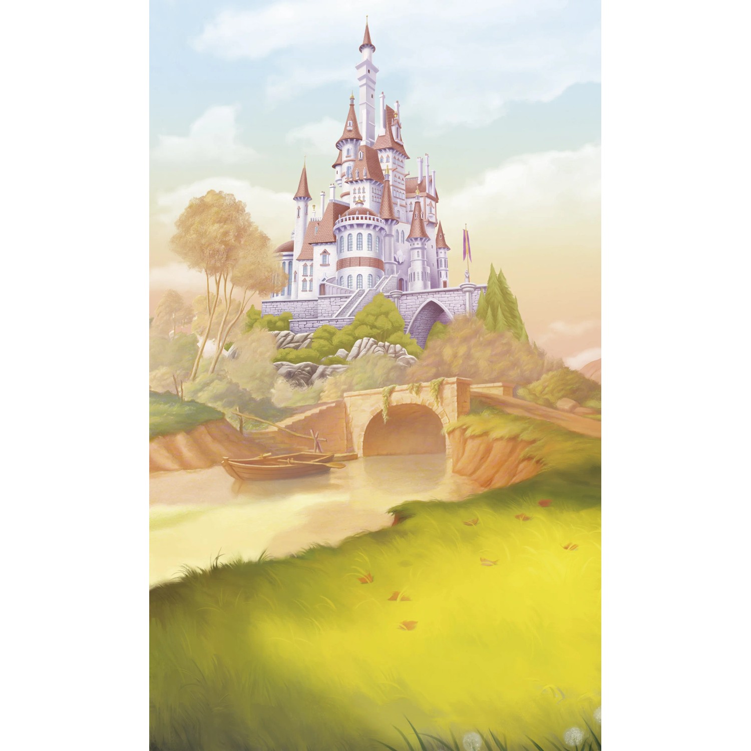 E-shop Komar Vliesová fototapeta Disney Princess Belle Castle River150 x 250 cm