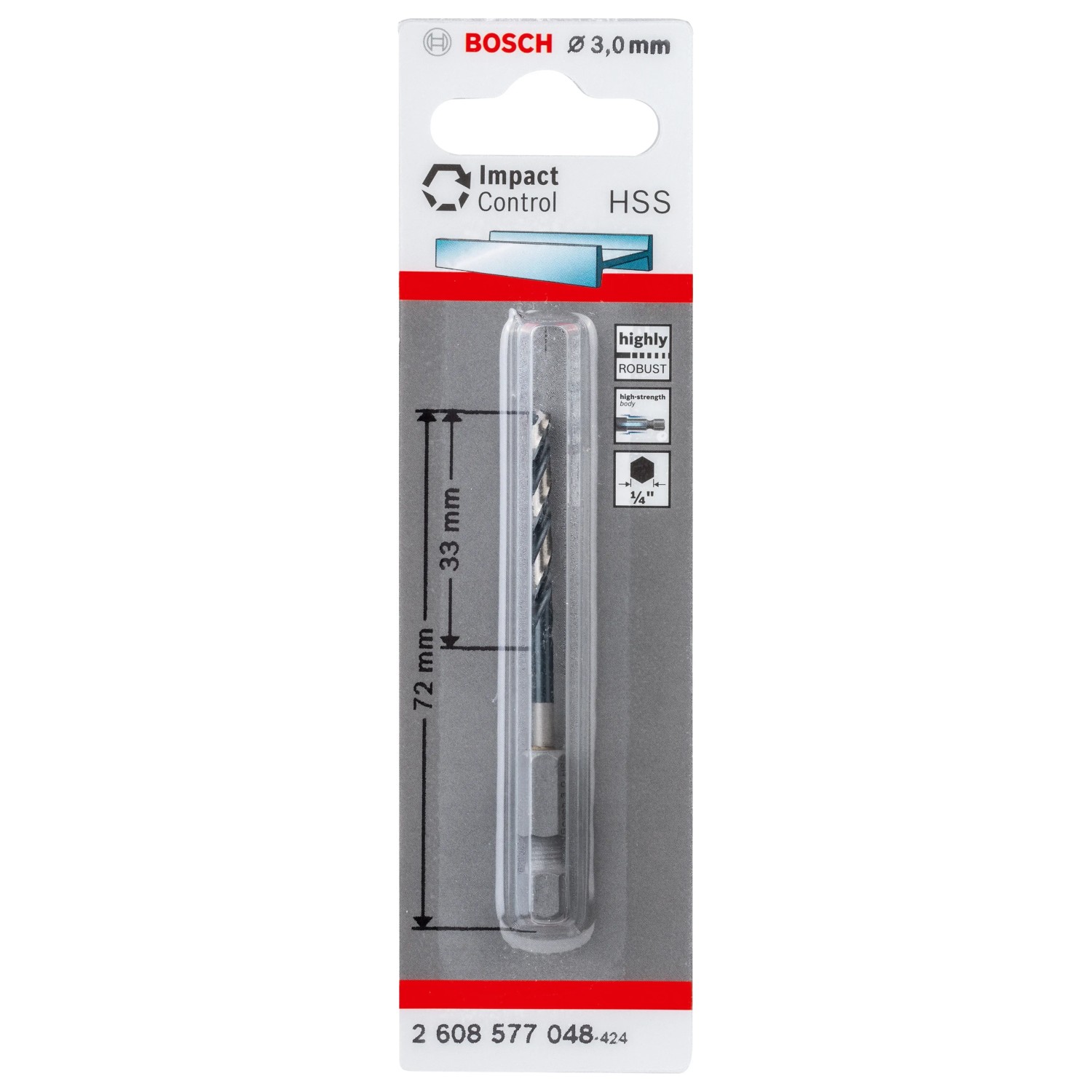 E-shop Bosch Špirálový vrták HSS Impact Control 3 x 33 x 72 mm