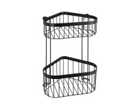 Wenko Rohový kúpeľňový košík 2poschodový Classic Plus Black, 23,5 x 33 x 18,5 cm
