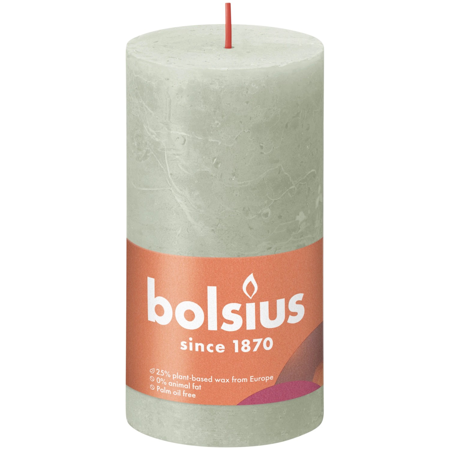 E-shop Bolsius Sviečka valcová Rustic Misty Green 68 x 130 cm