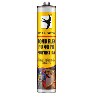Kartuša Den Braven Bond Flex PU 40 FC polyuretán, žltá nádoba pre škárovacie hmoty.
