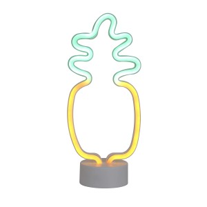Neónová lampa na nočný stolík v tvare ananásu, žlto-zelená, pre náladové osvetlenie.