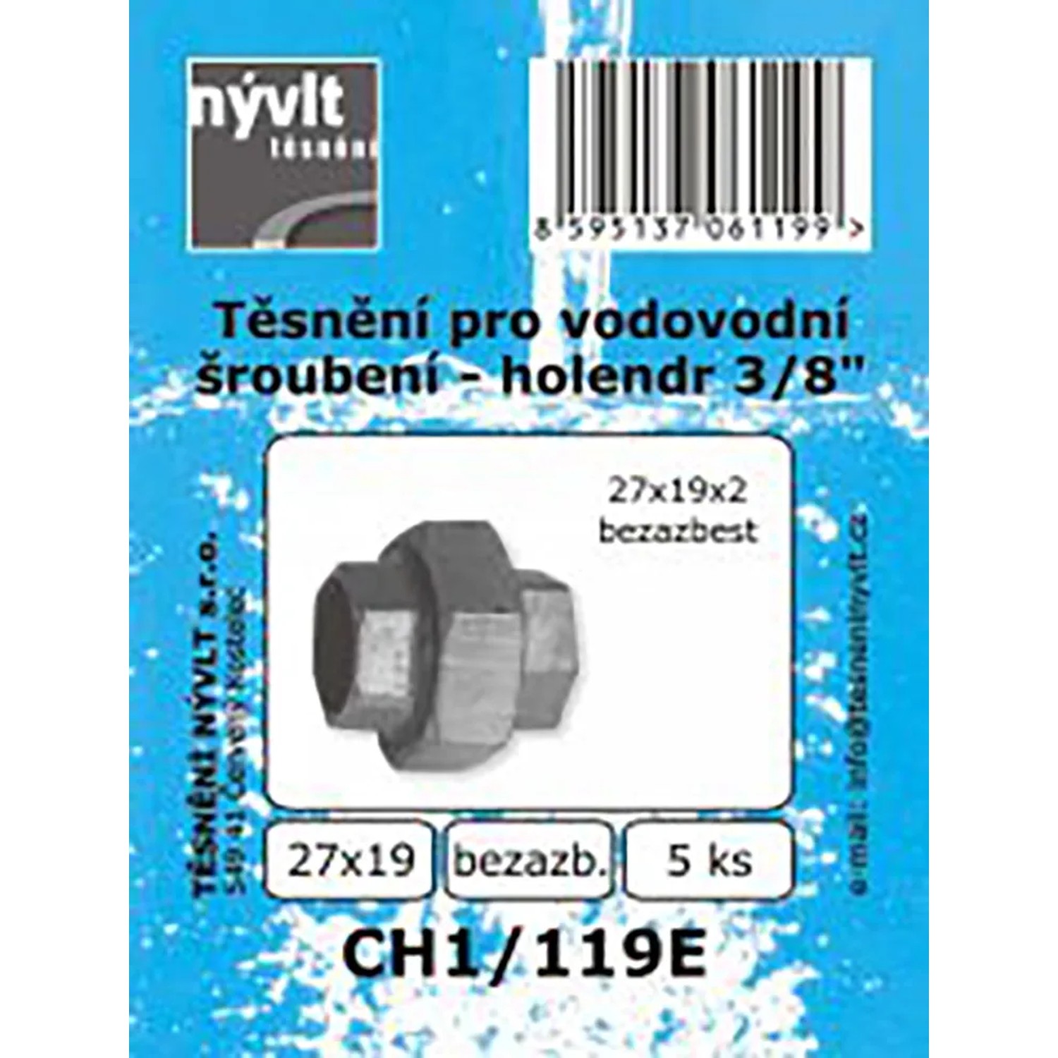 E-shop Súprava plochých tesnení holendru 3/8 bezazbest, 5 ks