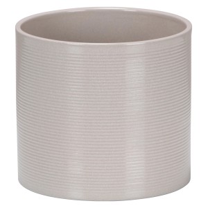 Scheurich kvetináč 828, Ø 14 cm, Sesame, keramický s jemnými vodorovnými drážkami.