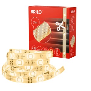 Brilo LED pásik, 3 m, teplá biela, s káblovým spínačom a balením.