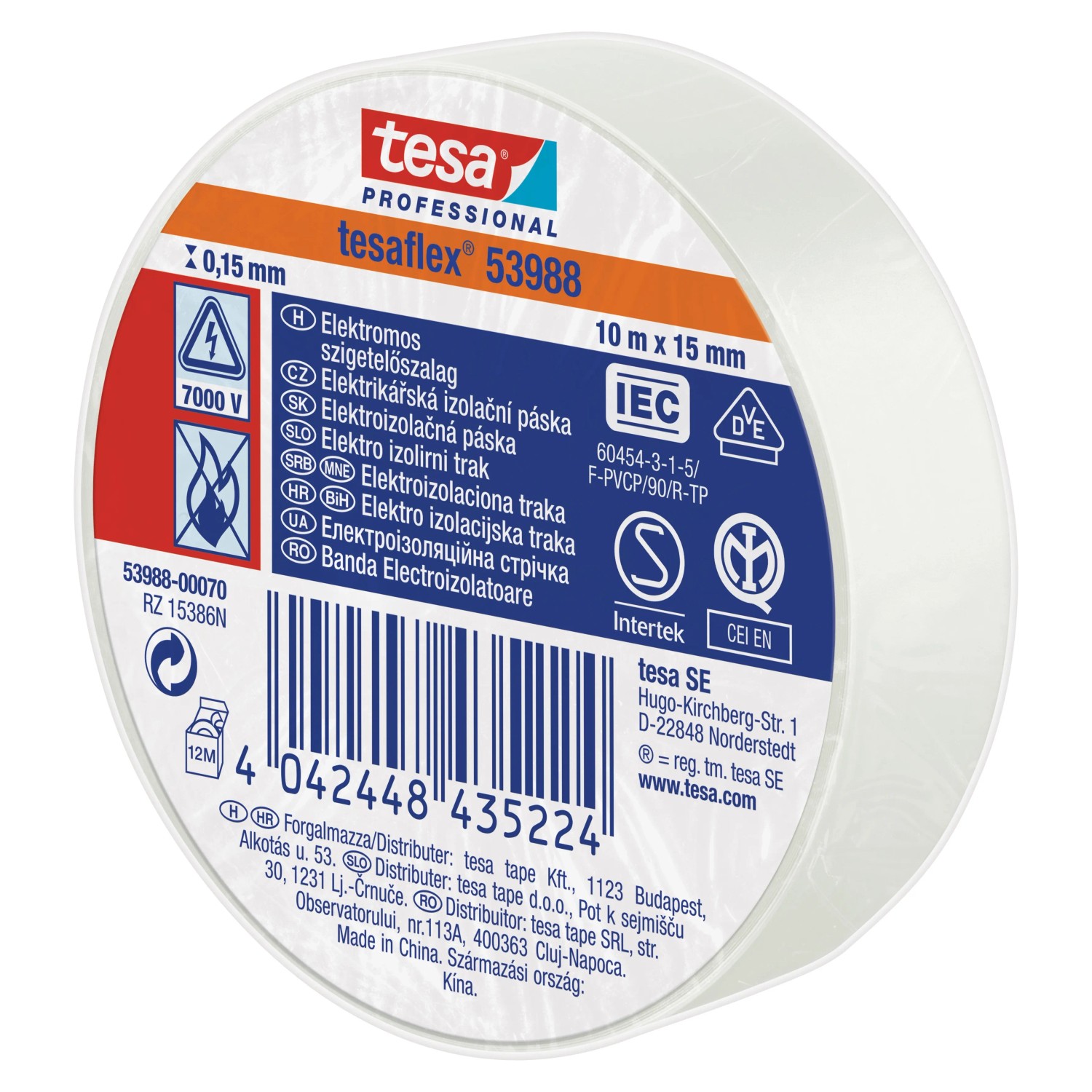 E-shop tesa Professional Elektrikárska izolačná páska tesaflex biela 10 m x 15 mm