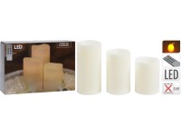 Koopman Súprava LED sviečok s diaľkovým ovl., vyš. 10, 12,5 a 15 cm, 3dielna