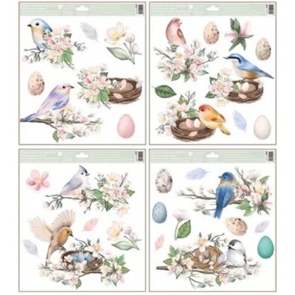 Anjel Přerov Dekoračné okenné fólie vtáčiky s glitrami, mix dekor, 30 x 33,5 cm