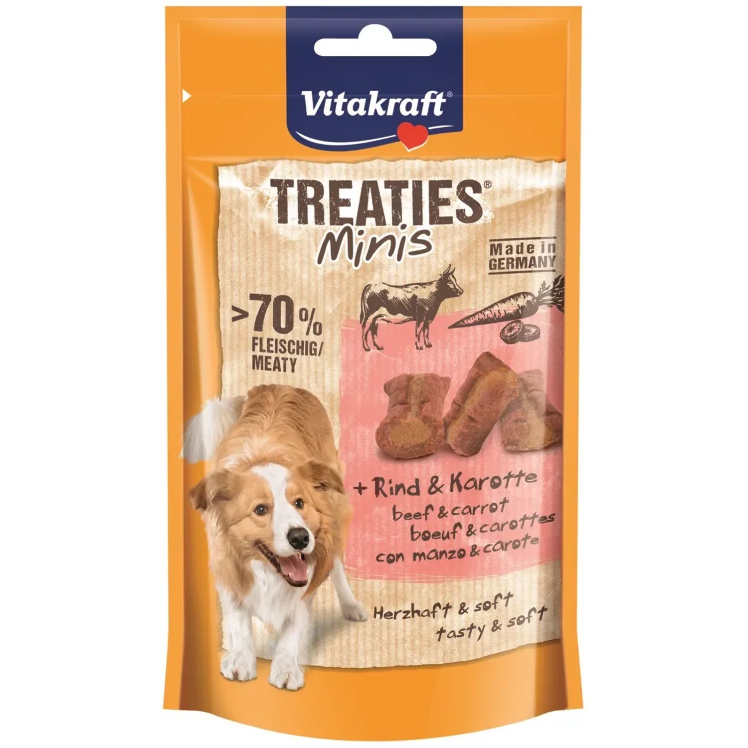 E-shop Vitakraft Pochúťka pre psov Treaties Minis hovädzie s mrkvou 48 g