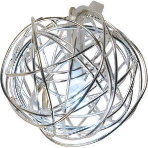 LED svetelná reťaz drôtená guľa strieborná, na batérie, pre nástenné dekorácie.