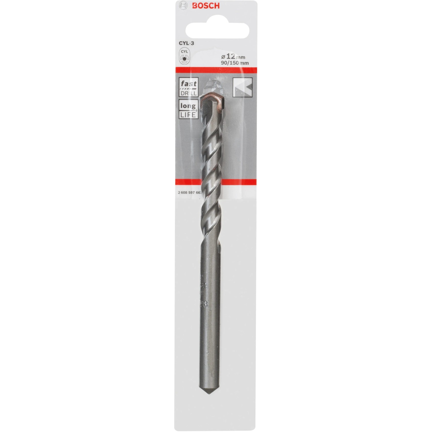 E-shop Bosch Špirálový vrták do betónu CYL-3 Silver Percussion, 12 x 90 x 150 mm