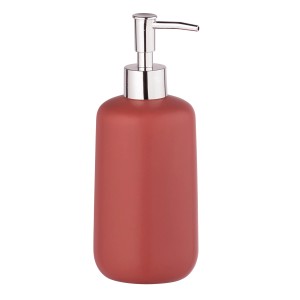 Dávkovač mydla Allstar Olinda, keramika červená, 500 ml. Kónický dávkovač so striebornou pumpičkou.