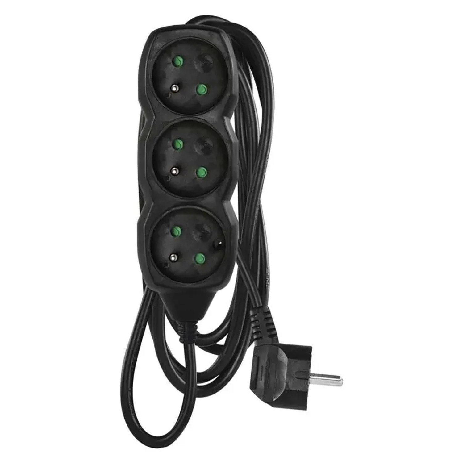 E-shop EMOS Predlžovací kábel čierny, 3 zásuvky, max. 10 A/2300 W, 3 m