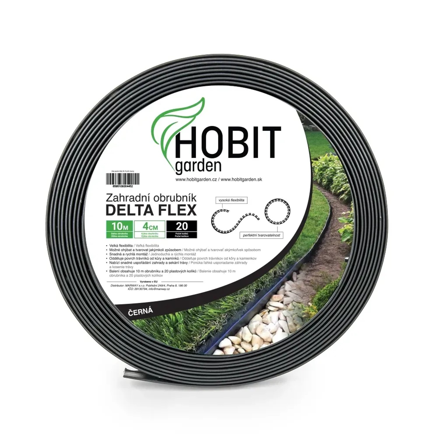 E-shop HOBIT garden Záhradný obrubník DELTA FLEX čierny 4 cm x 10 m + 20 kotv. klincov