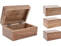 Box s vekom z mangového dreva, 3 designy, 10 x 15 x 6,8 cm