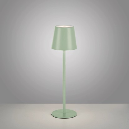 Zelená LED akumulátorová stolná lampa Just Light Euria, výška 37 cm, pre vnútorné aj vonkajšie použitie.