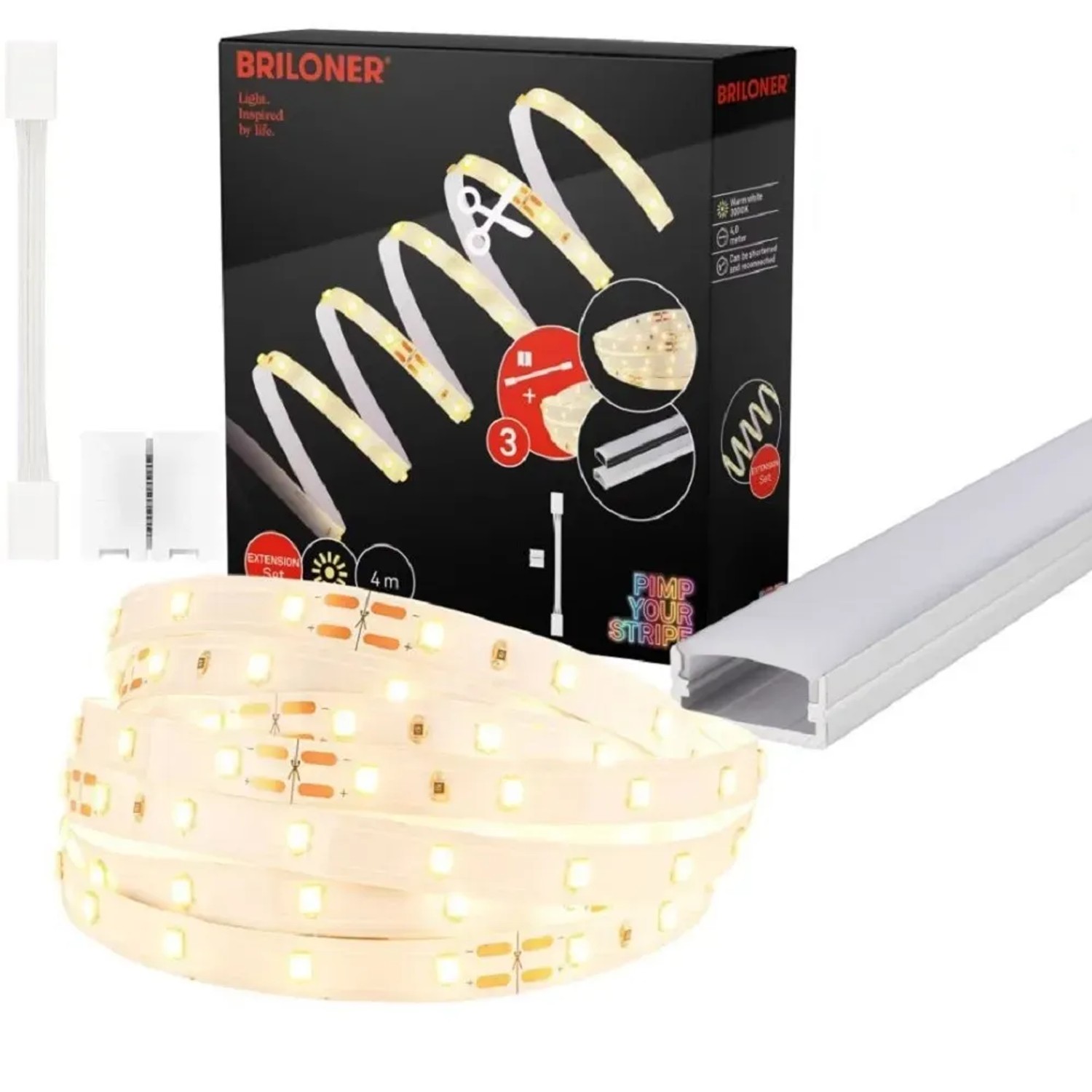 E-shop Briloner LED pásik samolepiaci teplá biela, doplnková súprava, 4 m