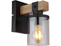 GLOBO Nástenné svietidlo LILA čierna/tm.hnedá/dymová E27 60 W 100 x 225 x 170 mm