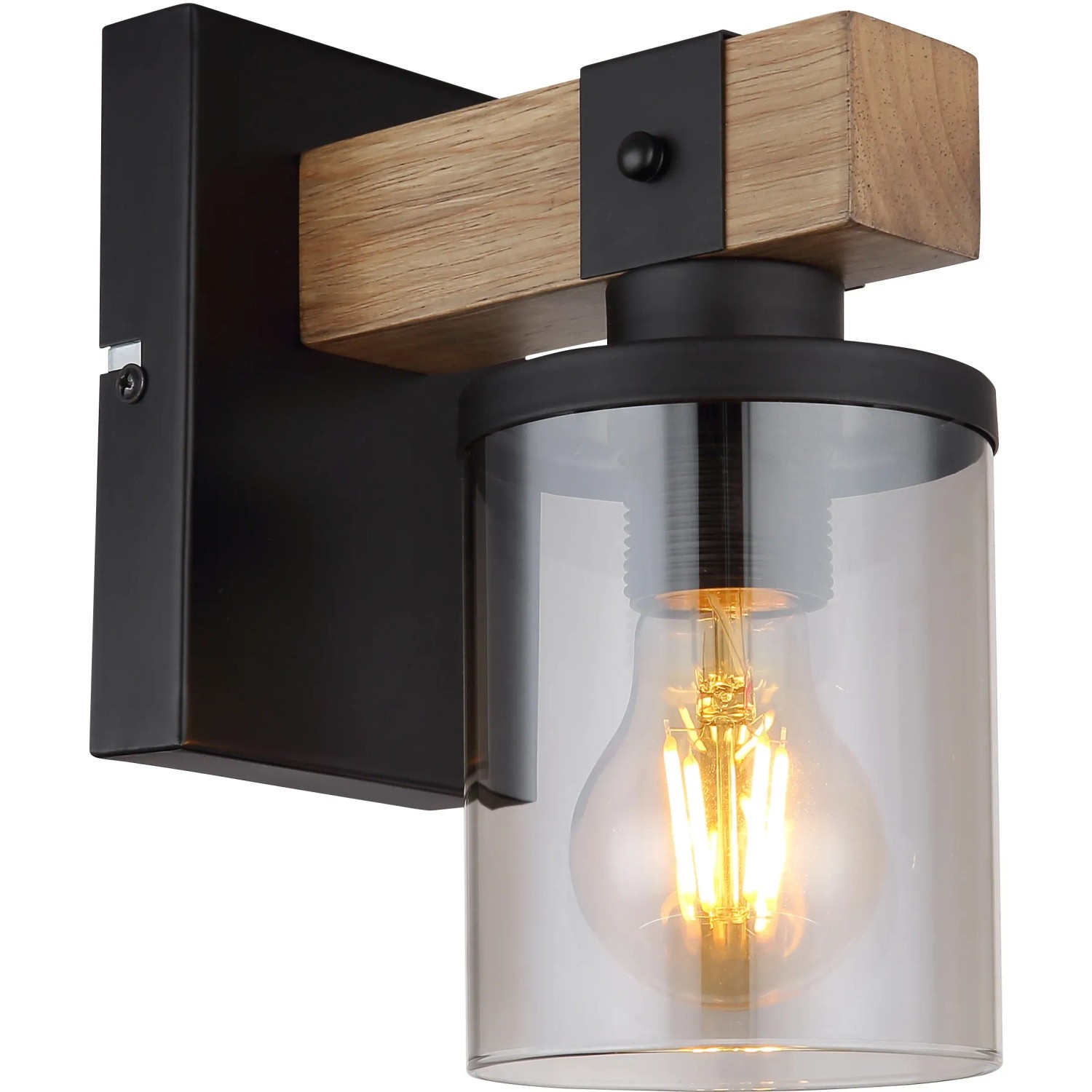 E-shop GLOBO Nástenné svietidlo LILA čierna/tm.hnedá/dymová E27 60 W 100 x 225 x 170 mm
