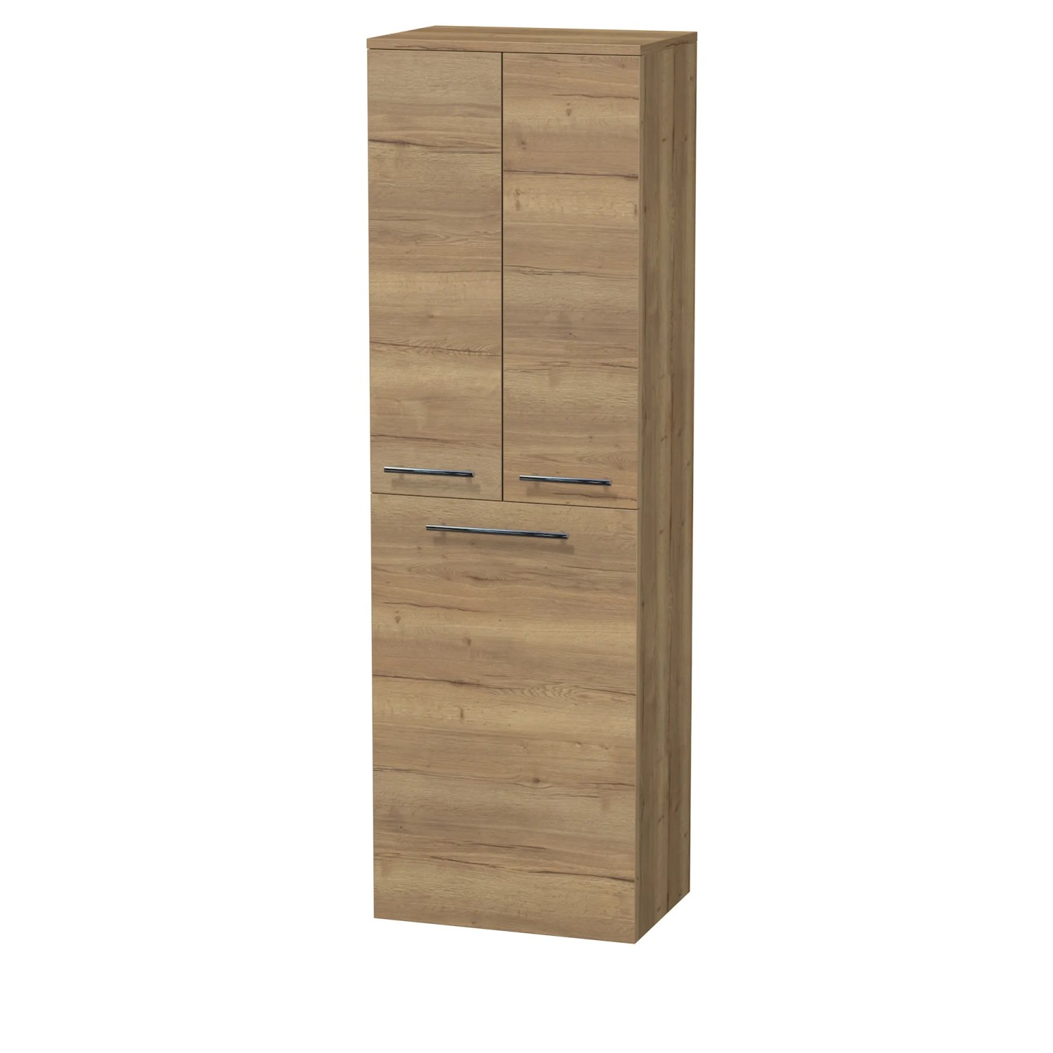 E-shop INTEDOOR Vysoká skriňa BEE, úchyt chróm, 2 dvere, kôš, š. 50 cm, dub Halifax
