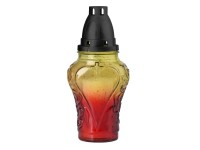 Náhrobné sklo srdca červeno-žlté s vkladom 90 g, 19 cm