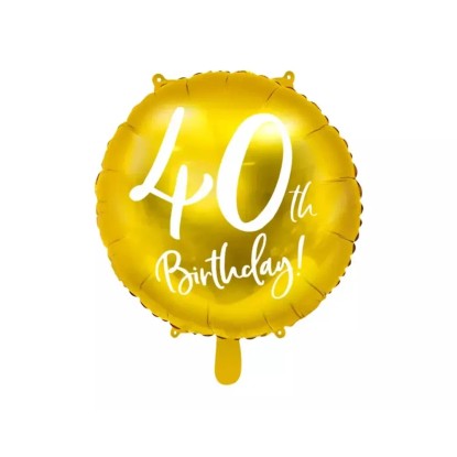 PartyDeco Narodeninový fóliový balónik s číslom 40, zlatý, pr. 45 cm