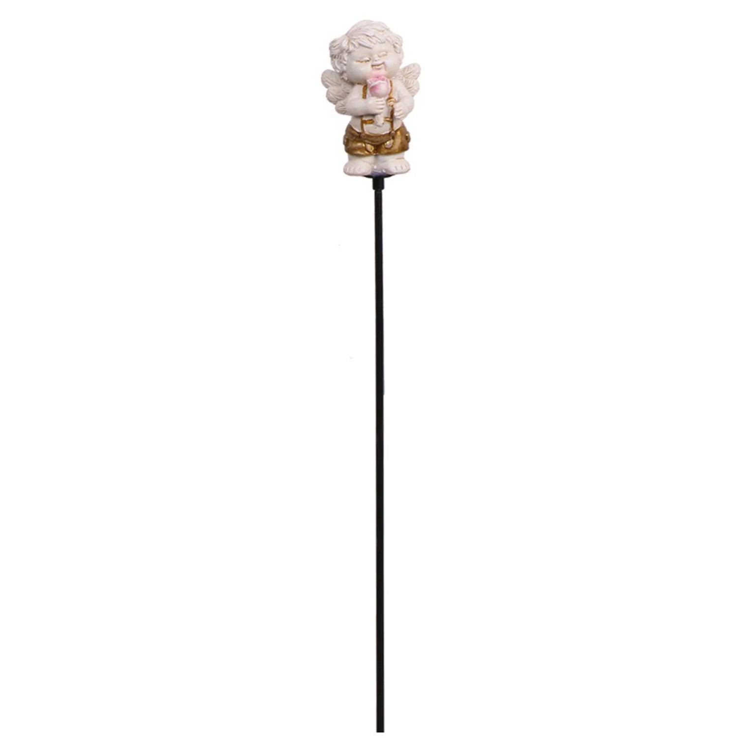 E-shop Mica Decorations Dekoratívny záhradný zápich anjel-chlapec s ružou, 75 cm