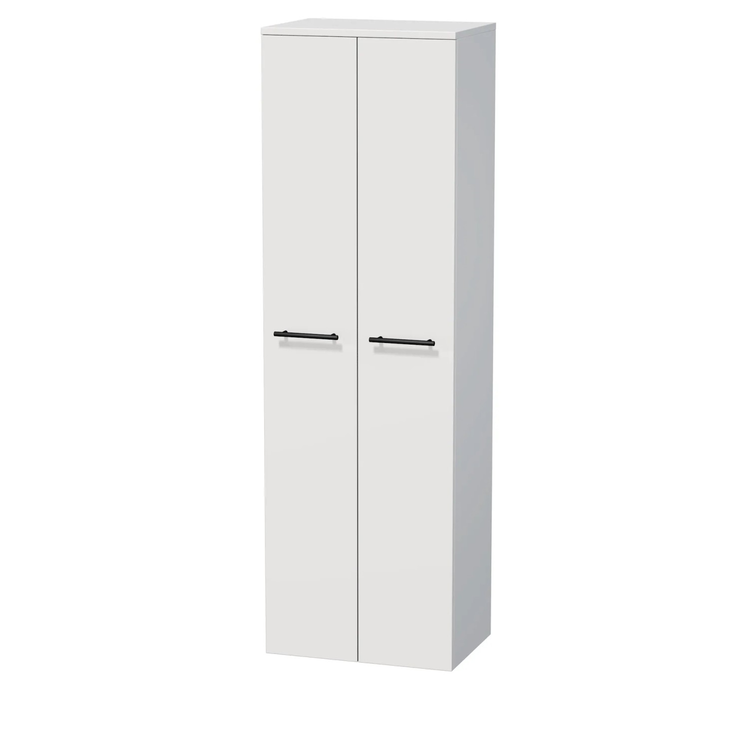 E-shop INTEDOOR Vysoká skriňa BEE, úchyt čierny, 2 dvere, š. 50 cm, biela lesk