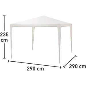 Biely altánok Alamosa, 290x290 cm, s rozmermi. Ideálny pre záhradu, oslavy a blšie trhy.