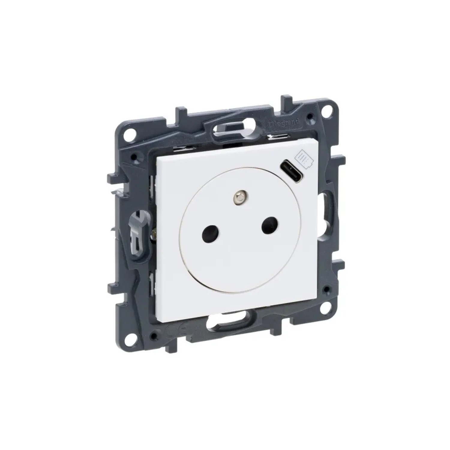 E-shop Legrand Zásuvka 2P + T s USB-C nabíjačkou 7,5 W Valena Life, biela