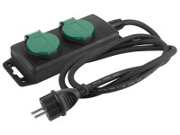 Predlžovací kábel 2 zásuvky, vonkajší gumový, čierny, 1,4 m