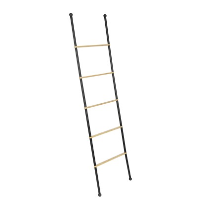 Wenko Rebrík na uteráky Bambusa, bambus/čierna, 42 x 158 cm