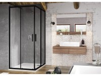 RAVAK Sprchový kút Blix Slim BLSRV2 čierna 90 x 90 cm