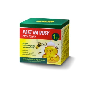 t.b.t. pasca na osy, žltá nádoba v zelenom obale.