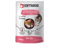 Ontario Kapsička pre mačky Kitten s kuracím, pečeňou a rozmarínom v omáčke 80 g