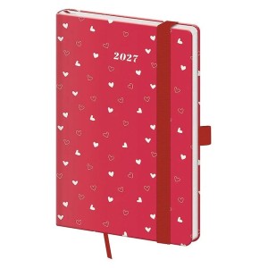 Helma 365 Týždenný vreckový diár 2027 A6 Vario Hearts s gumičkou 10,5 x 14,8 cm