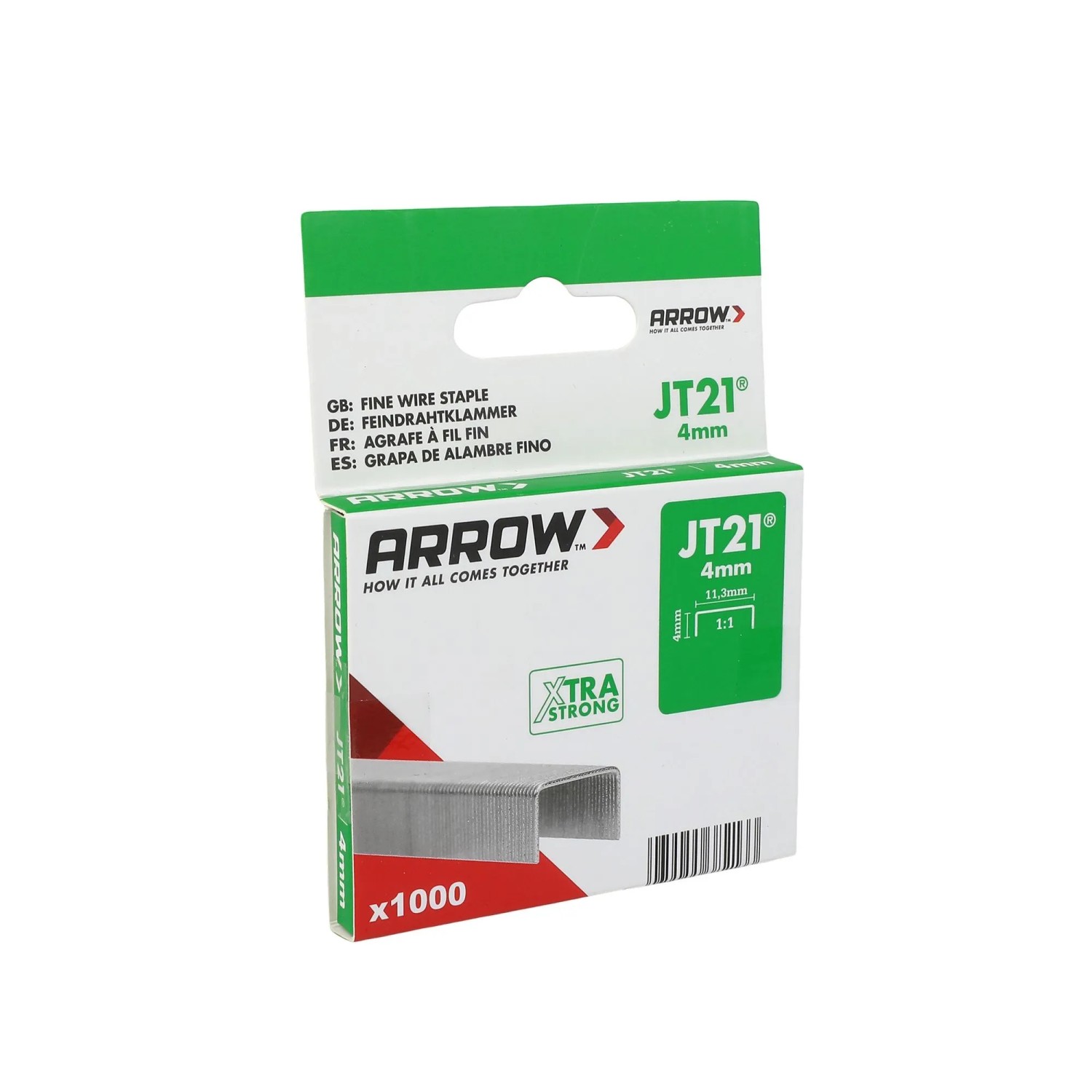E-shop Arrow Drôtené sponky do sponkovačky JT21, dĺžka 4 mm, 1000 ks