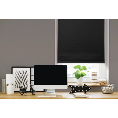 Gardinia Rollo EasyFix Thermo, 75x150 cm, Čierna, namontovaná na okne.