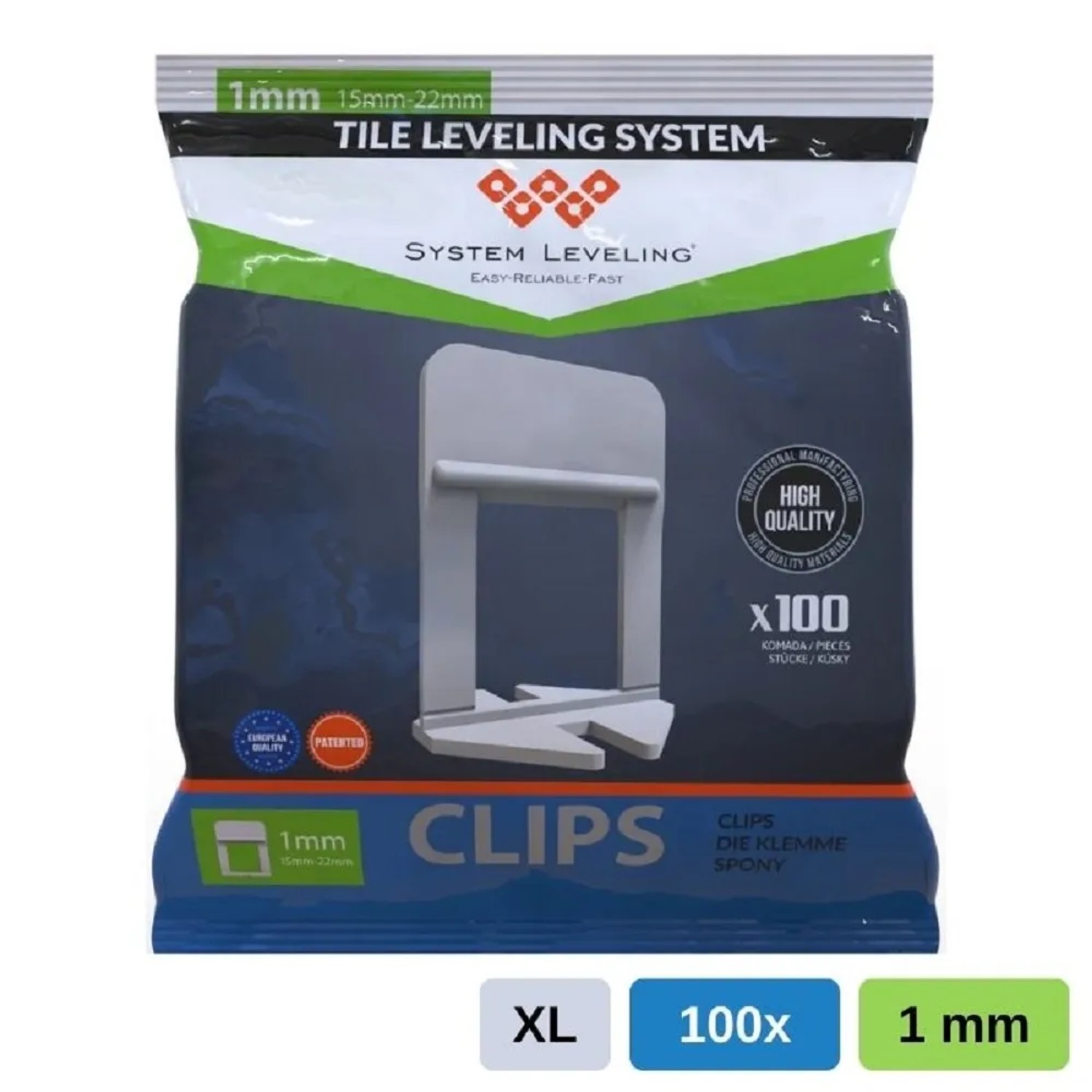 E-shop System Leveling Spona pre škáru 1,0 mm (15-22mm), 100 ks