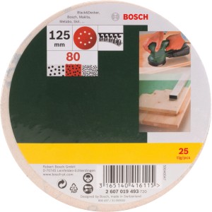 Sada brúsnych listov Bosch pre excentrické brúsky, zrnitosť 80, Ø 125 mm, 25 kusov.