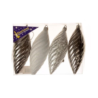 Vianočná ozdoba kvapka 6 ks, bielo-strieborná