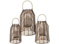 Koopman Súprava ratanových lampášov, 3dielna