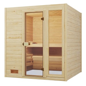 Weka Valida 3 masívna drevená sauna set so sklenenými dverami/oknom, prírodný smrek.