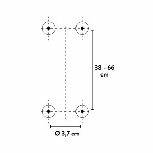 Technický nákres sprchovej tyče baliv DST-70.21, 70,5 cm, s rozmermi.