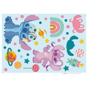Komar Deko-Sticker Stitch World s motívom Stitch, Angel, hviezd a planét pre dekoráciu stien.