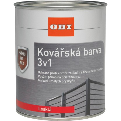 OBI Kováčska farba 3v1 lesklá antracitová 750 ml